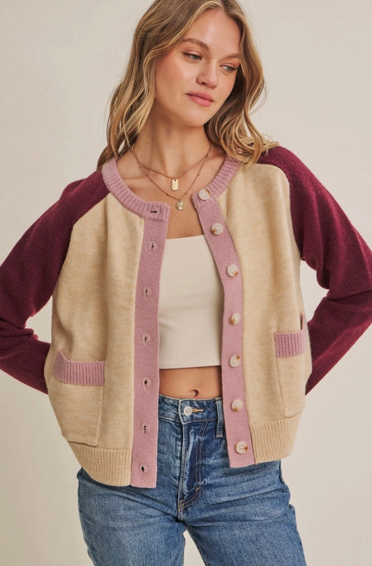 Colorblock Wool-Blend Cardigan