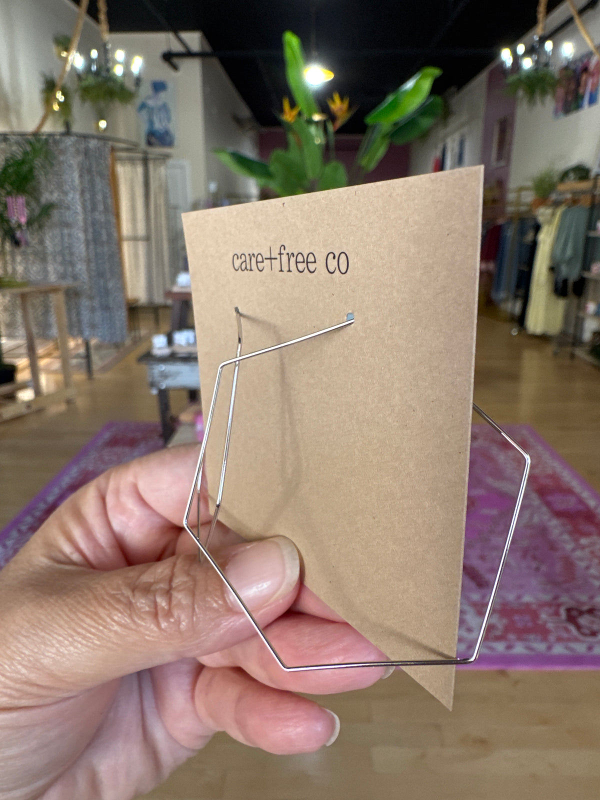Hex Hoops in Silver