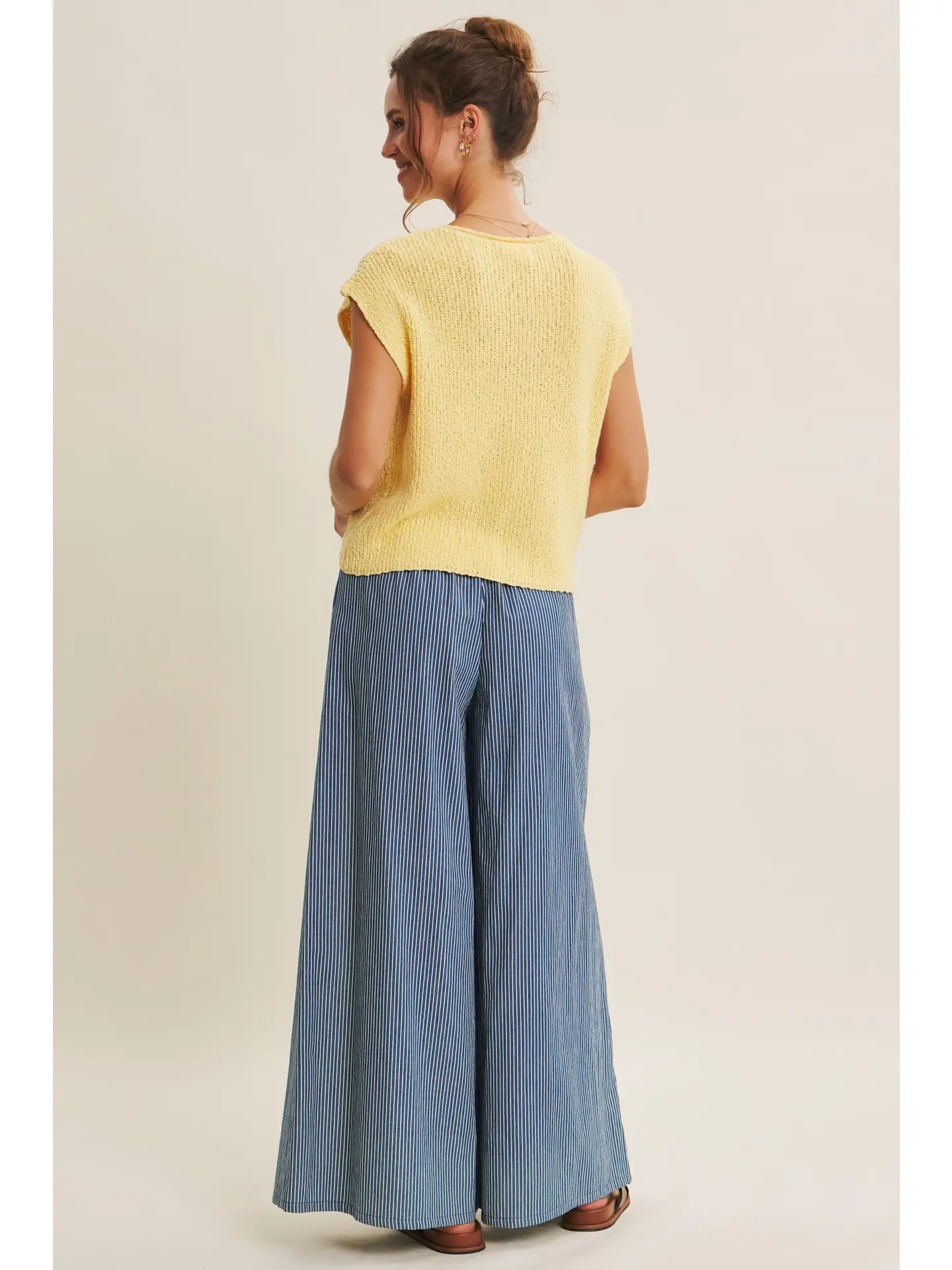 Effortless Slub Split-Neck Sweater