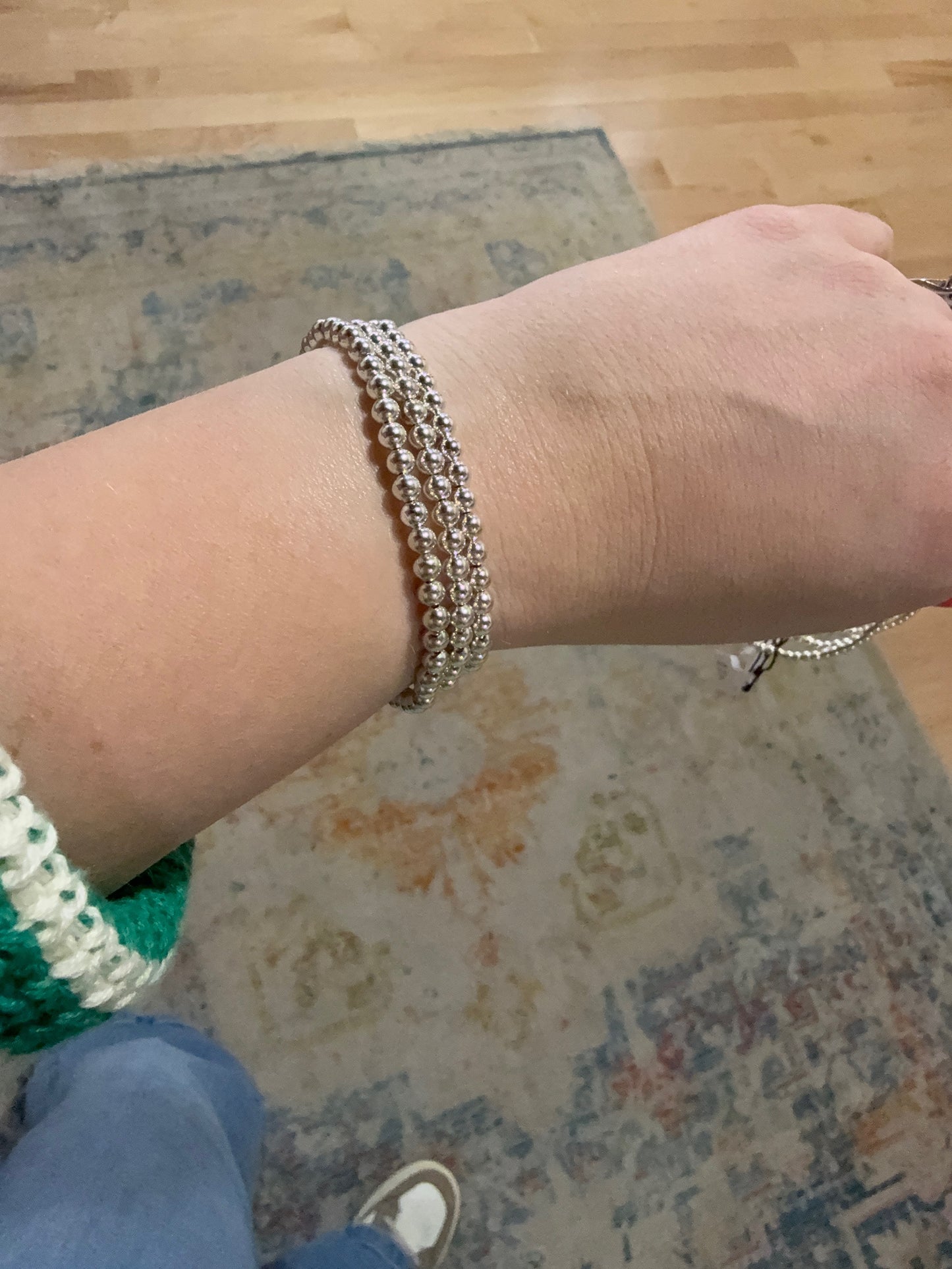 Sterling Silver 4mm Bead Bracelet Medium