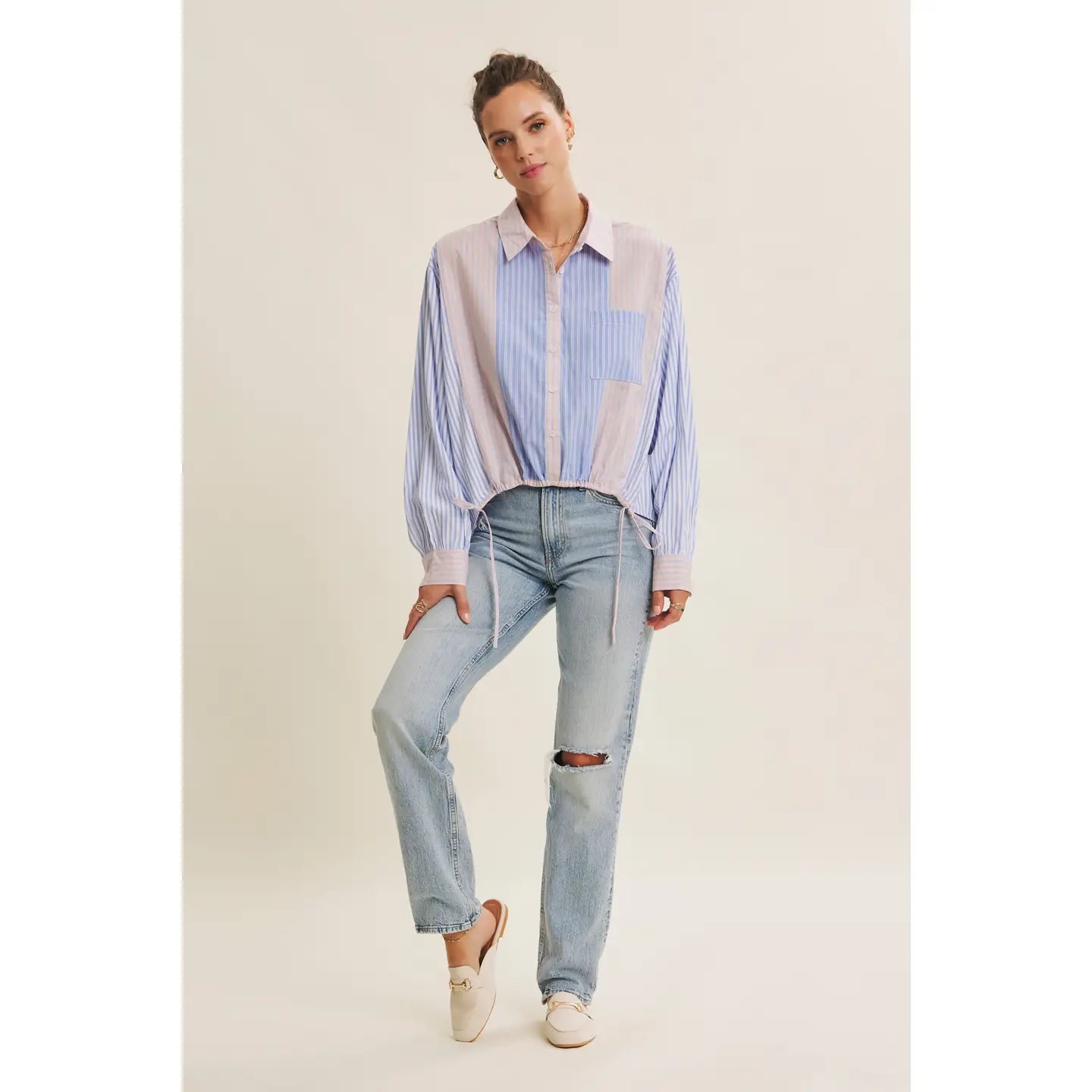 Mixed Stripe Button Down