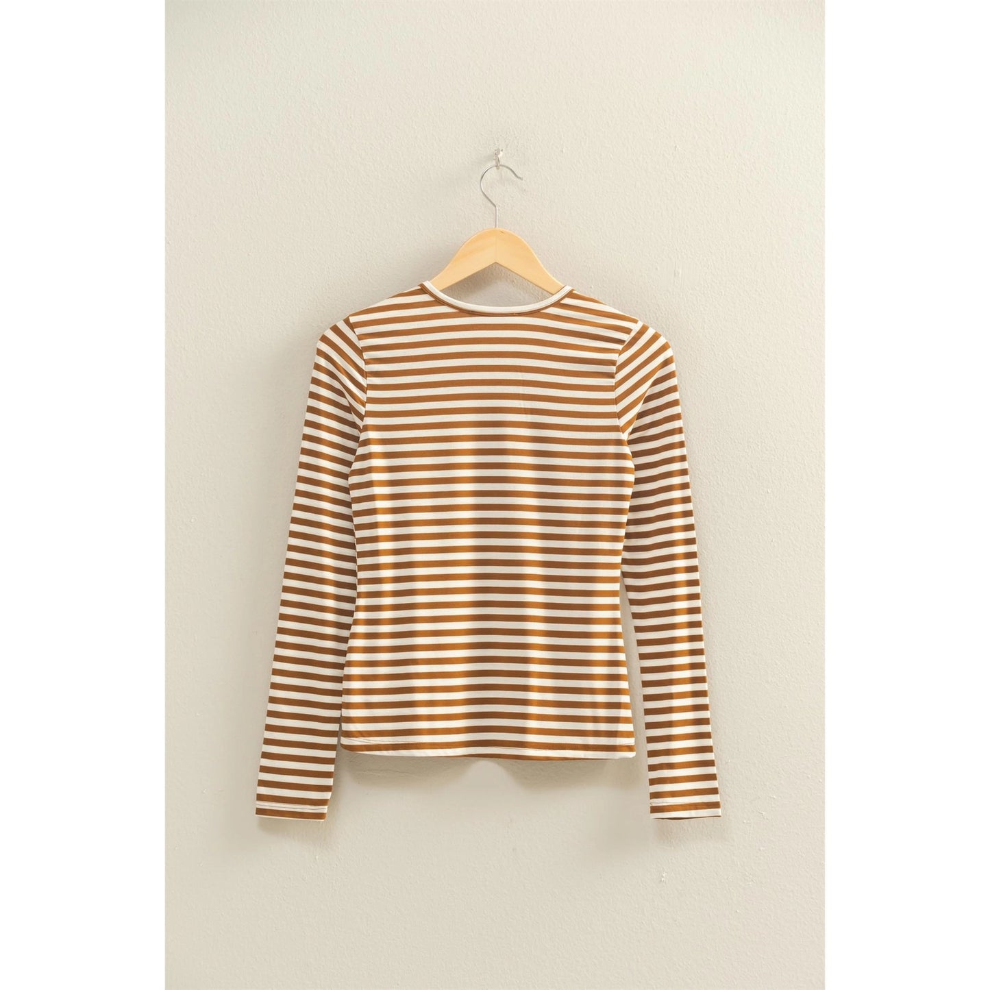 Striped Crew Neck Fitted Long Sleeve Top