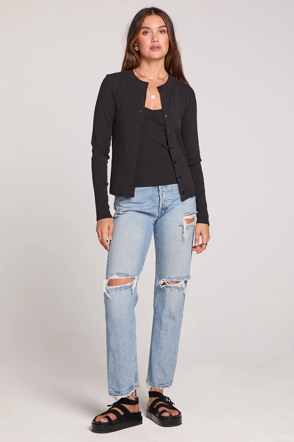 Long Sleeve Cardigan in Black