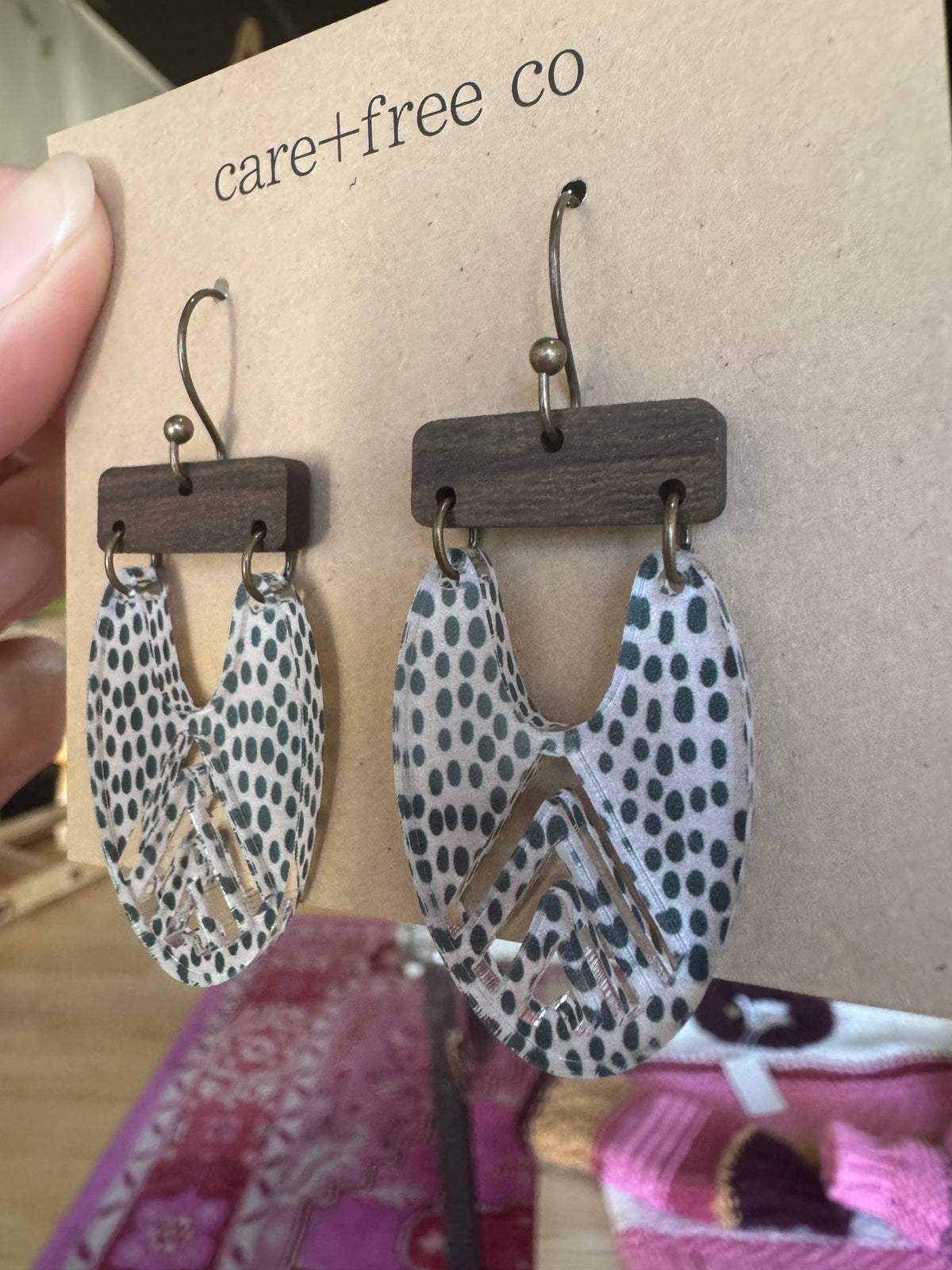 Polka Dot Wood Earrings