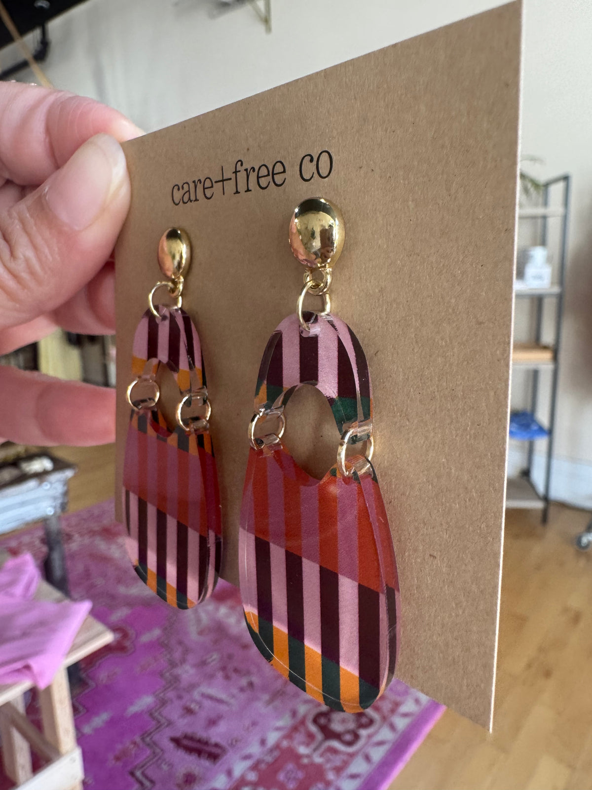 Rainbow Boho Acrylic Earrings
