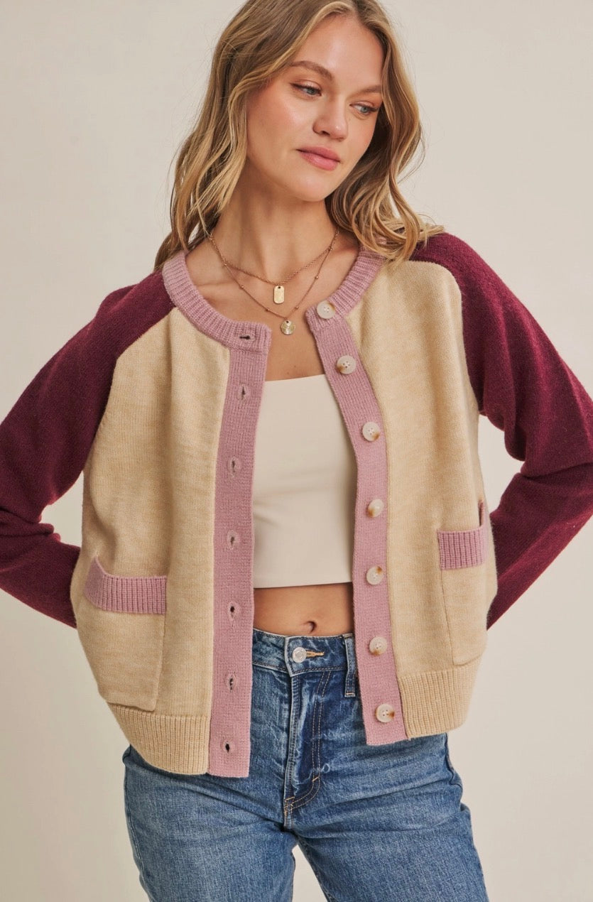 Colorblock Wool-Blend Cardigan