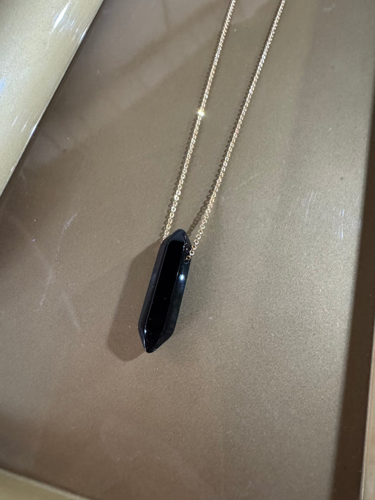 Obsidian Gold Plated Necklace
