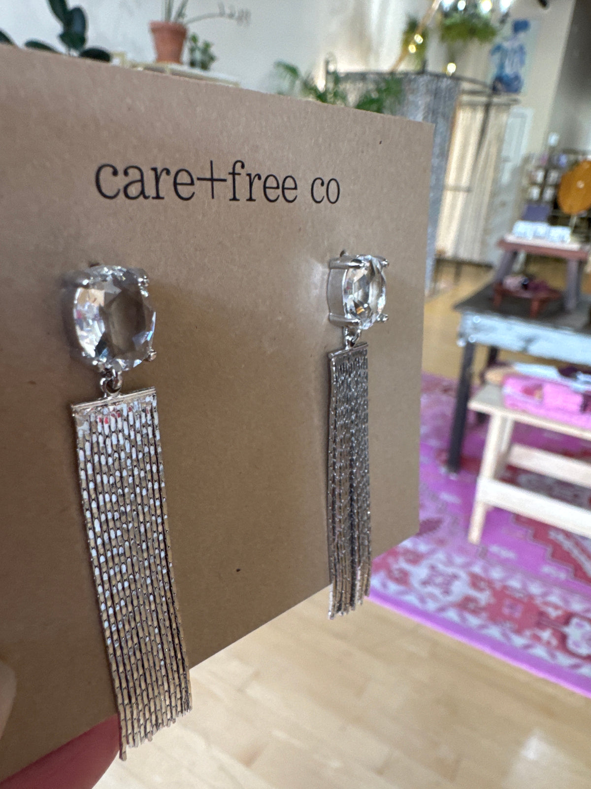 Stud + Tassel Earrings in silver