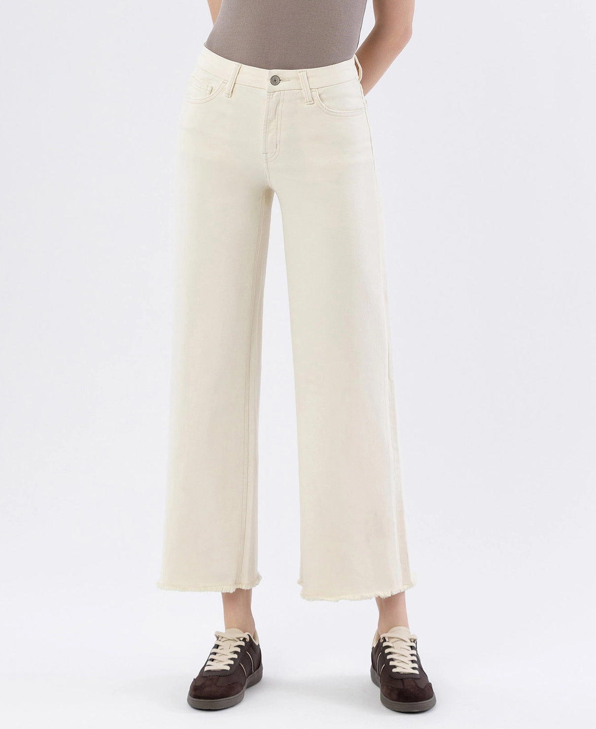 Cream Wide Leg Jeans