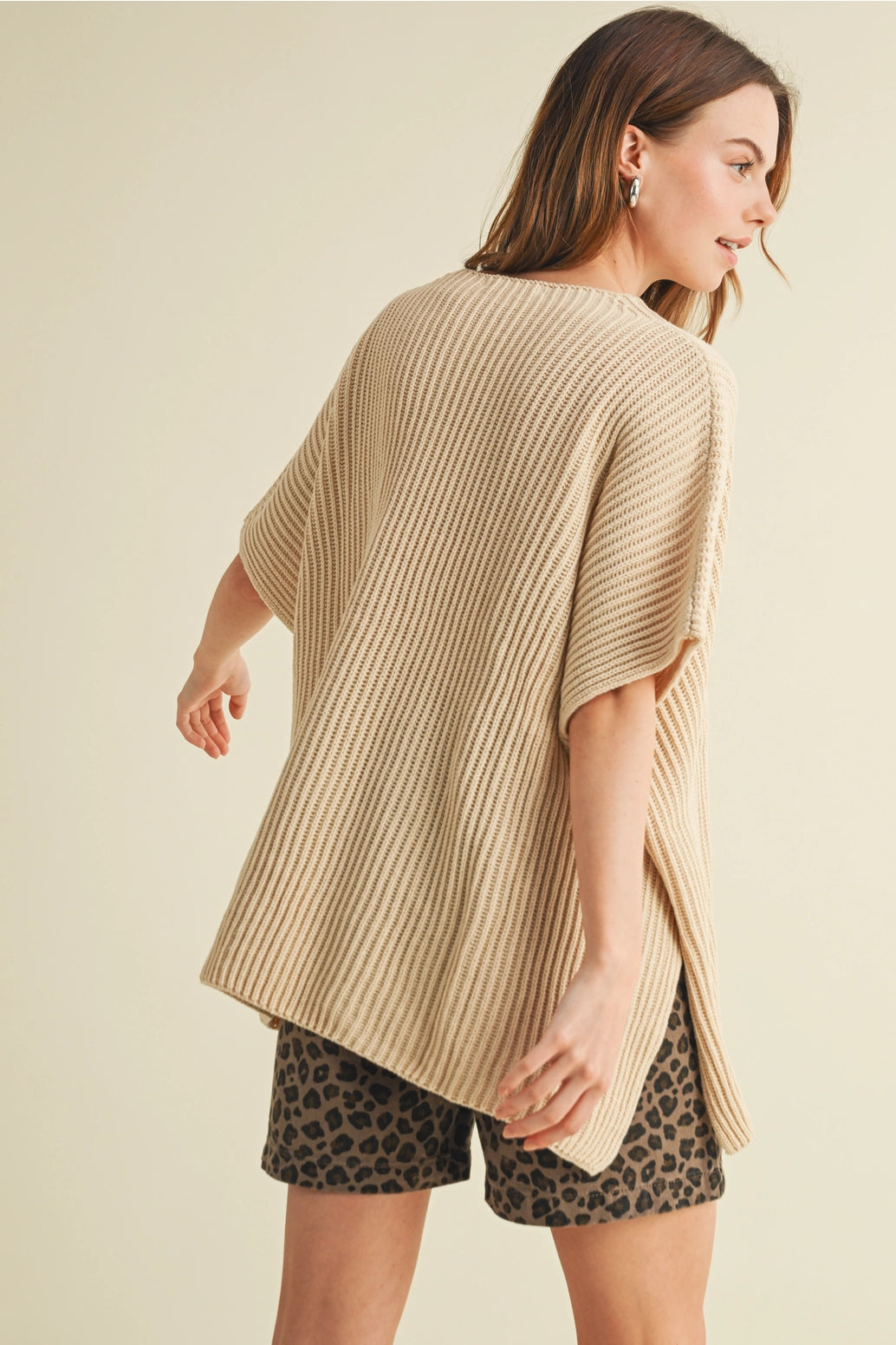 Split Hem Knit Poncho