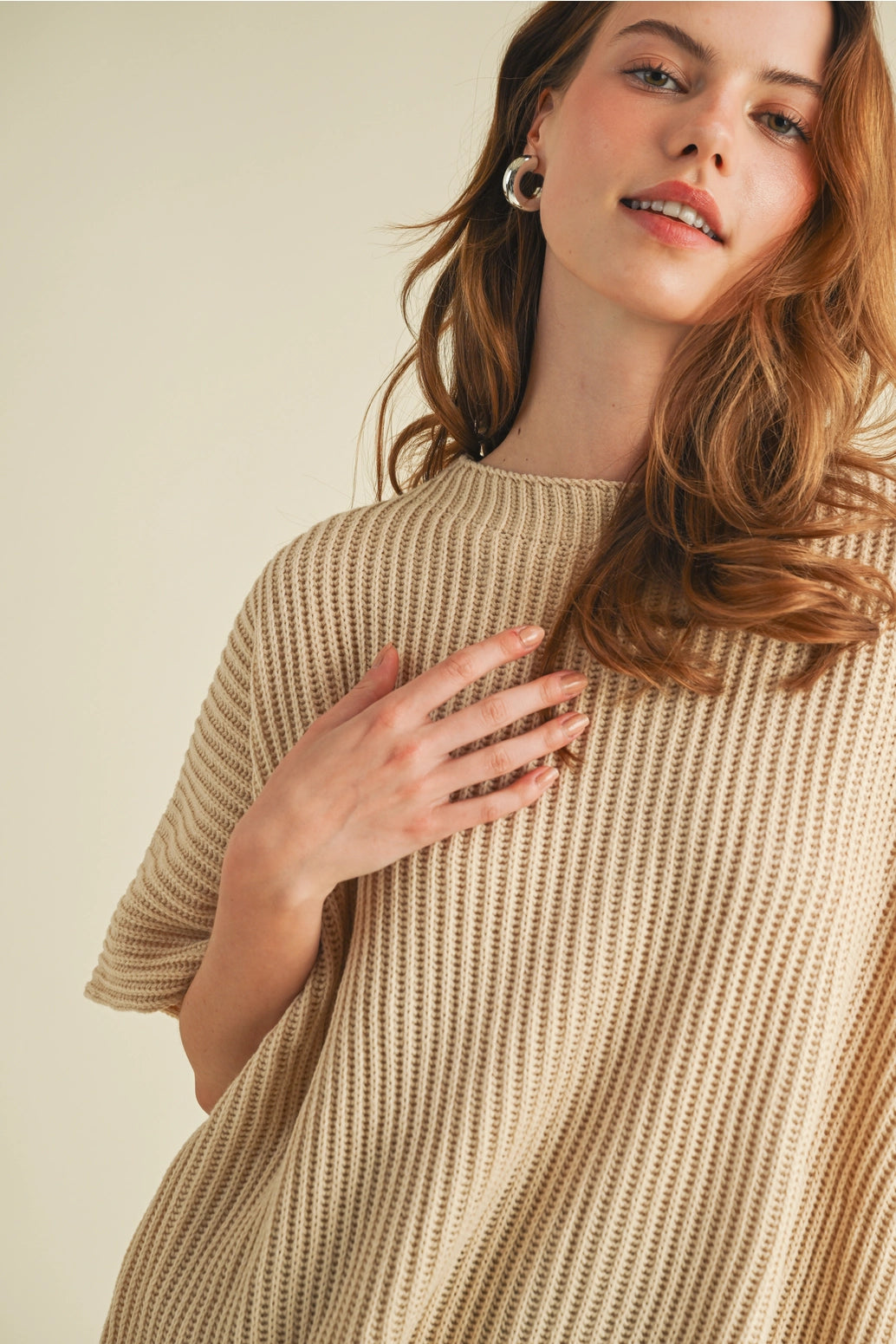 Split Hem Knit Poncho