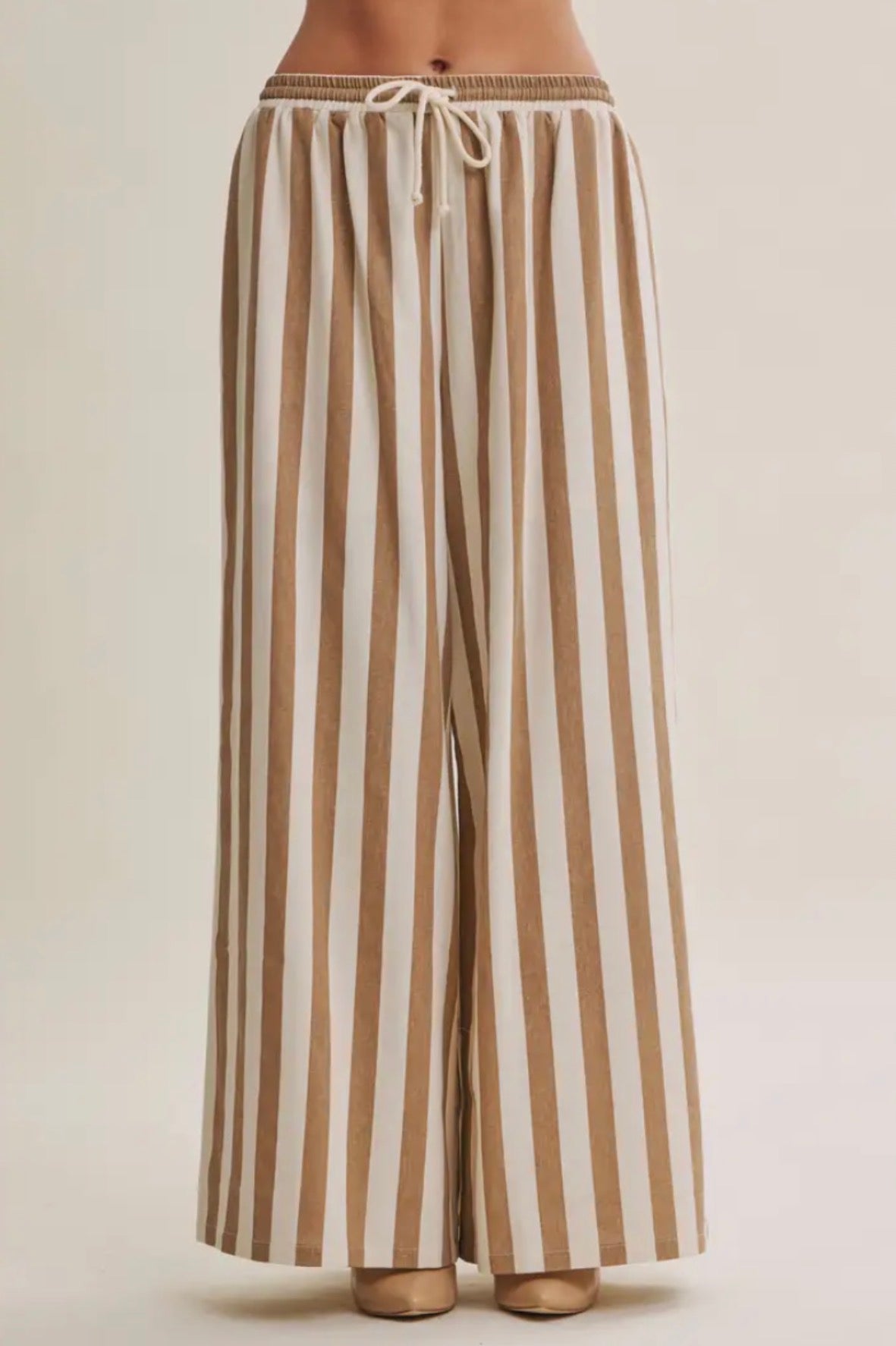 Weekend Statement Tan Stripe Pant