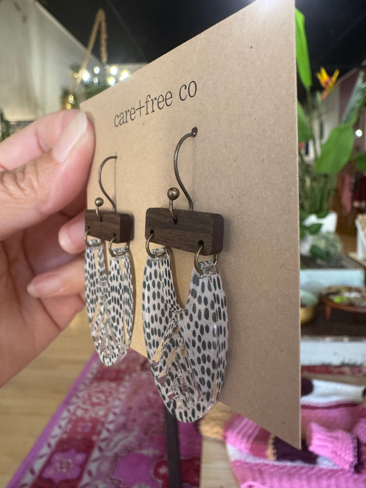 Polka Dot Wood Earrings