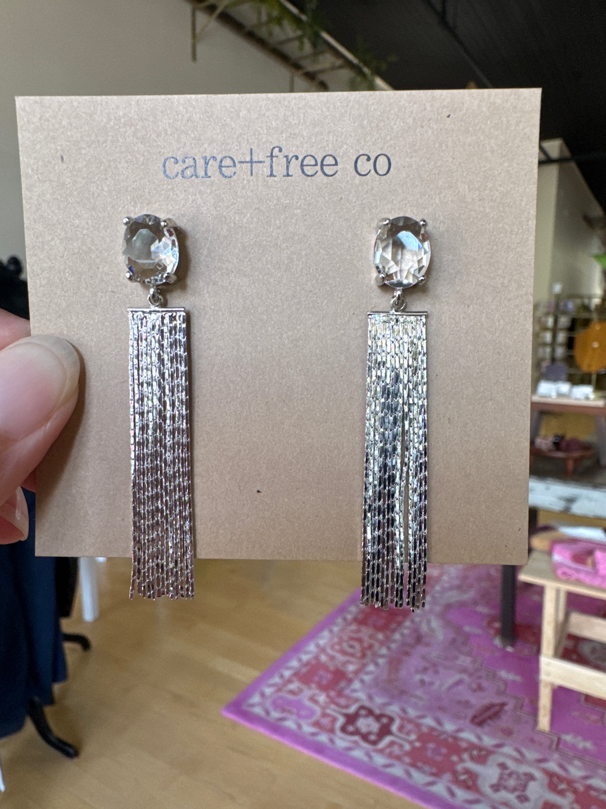 Stud + Tassel Earrings in silver