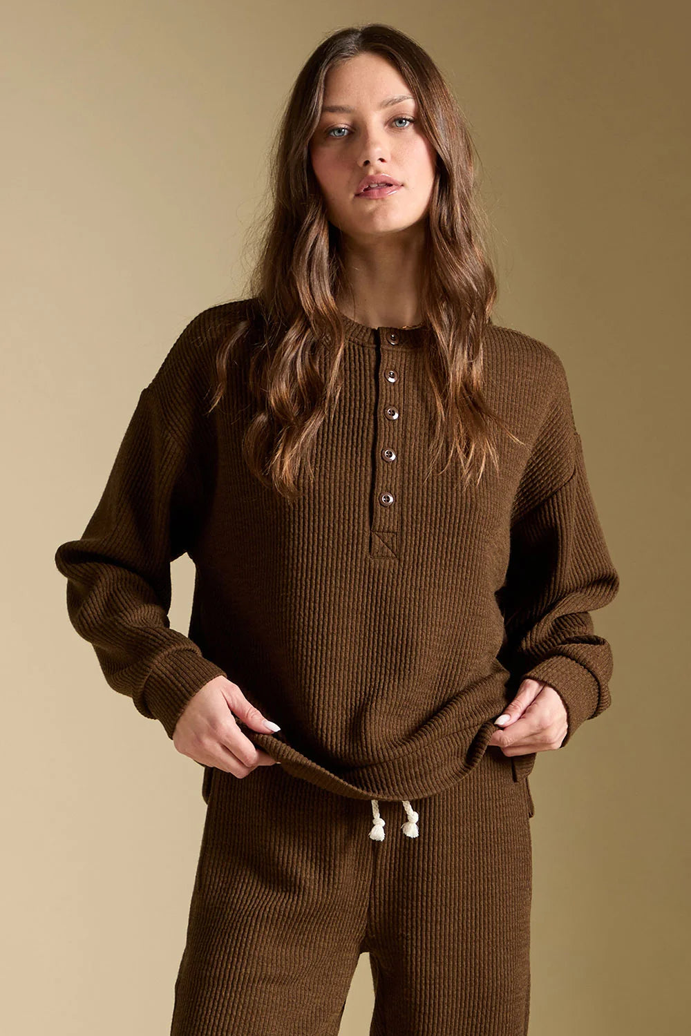 Long Sleeve Pullover in Ecru Olive