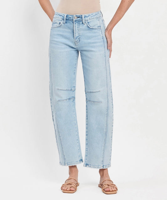 High Rise Light Wash Barrel Leg Jeans