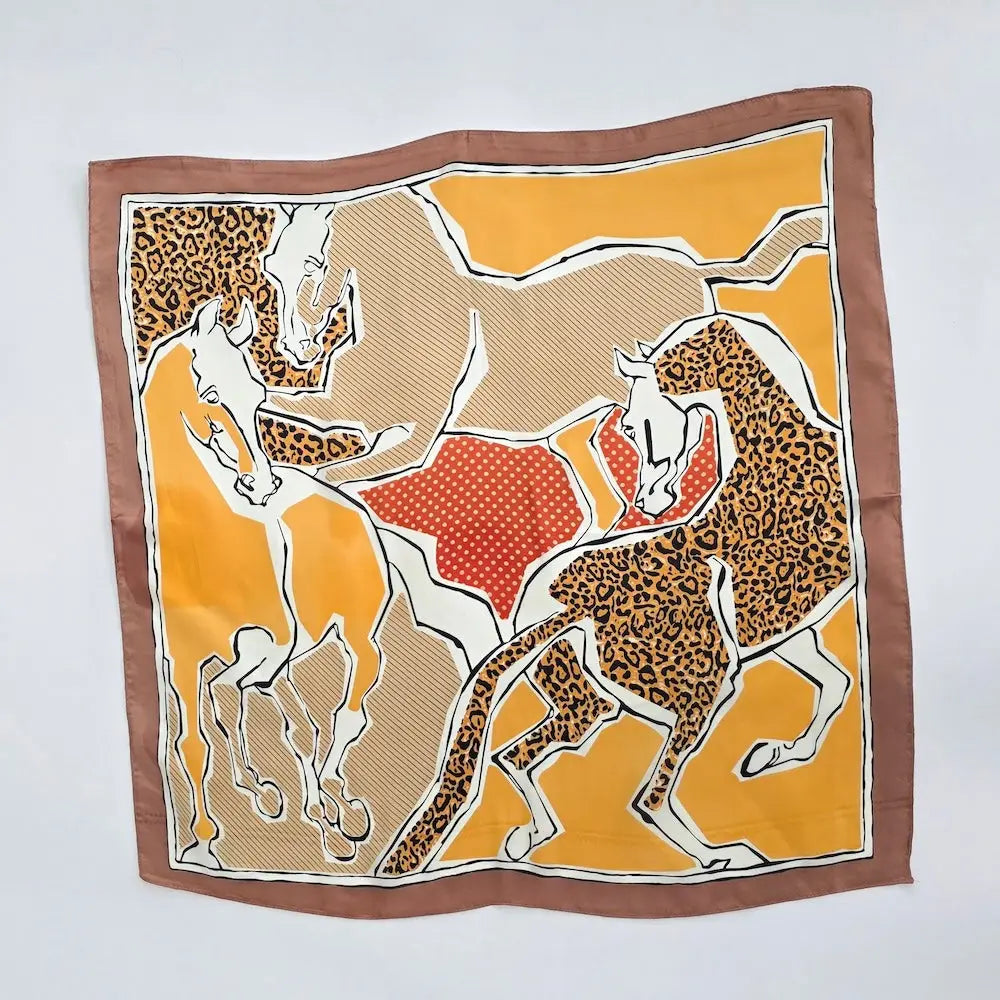 Indie mixed pattern horse square scarf