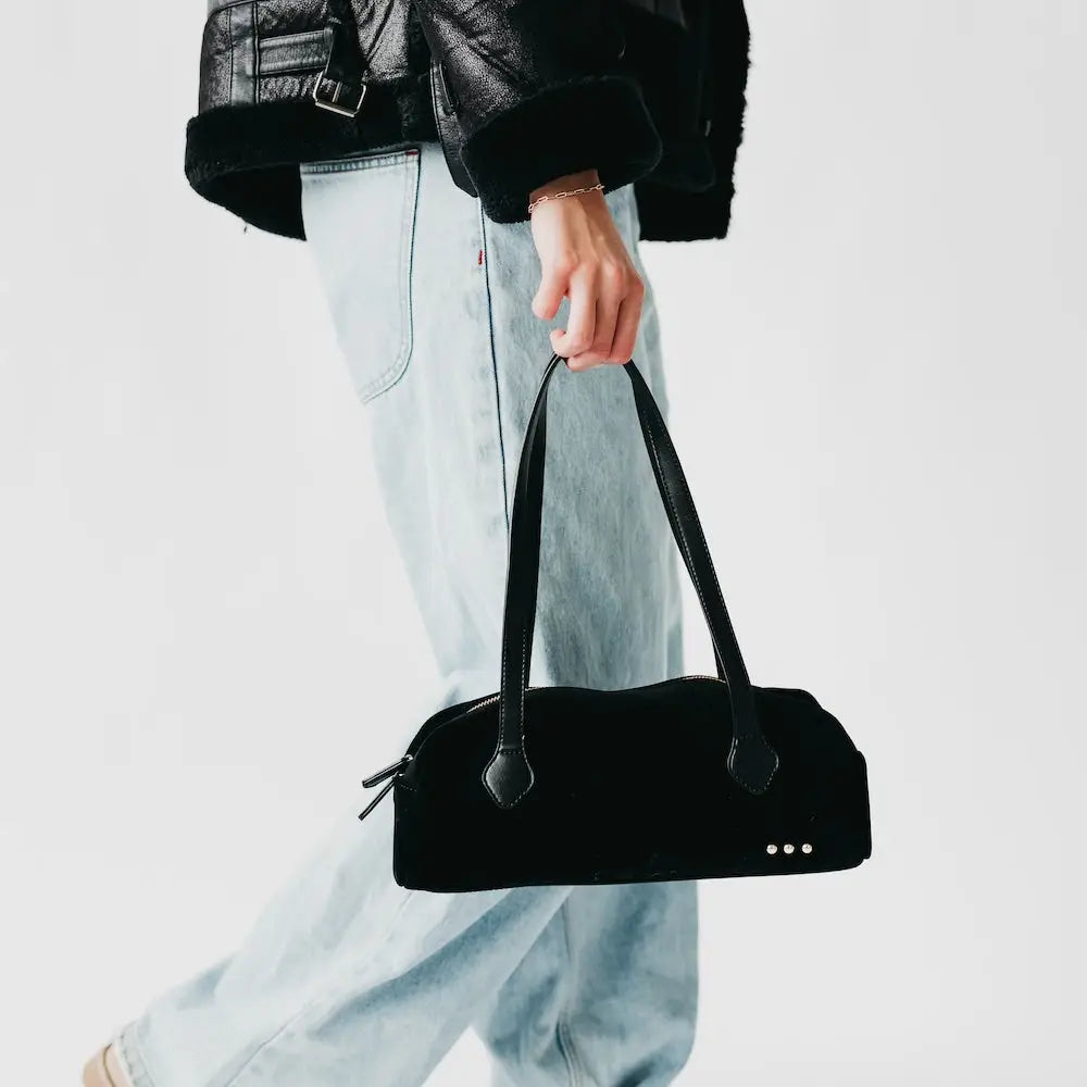 Sally Suede Barrel Shoulder Bag
