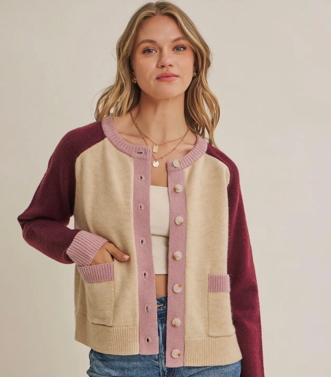 Colorblock Wool-Blend Cardigan