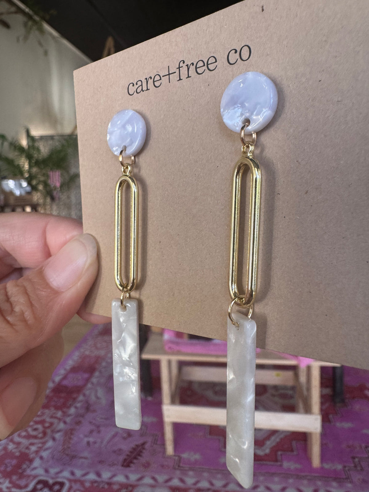 White Acrylic Long Earrings