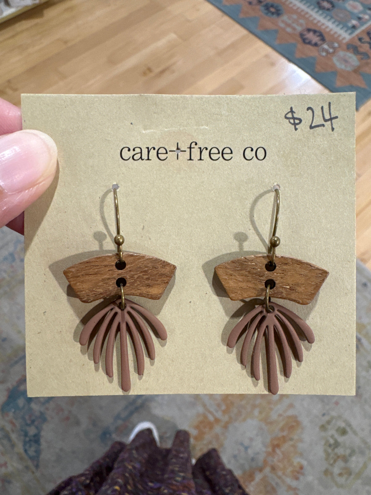 Wood + Leaves Earrings by Care Free Co