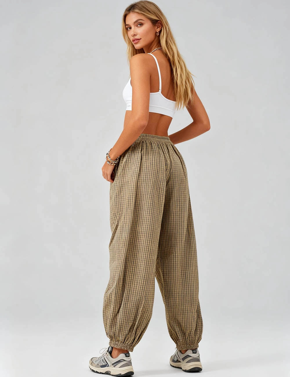 Checked Lantern Pants