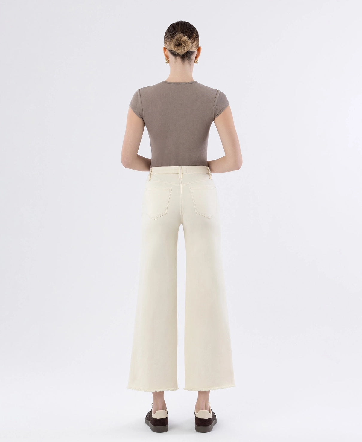 Cream Wide Leg Jeans