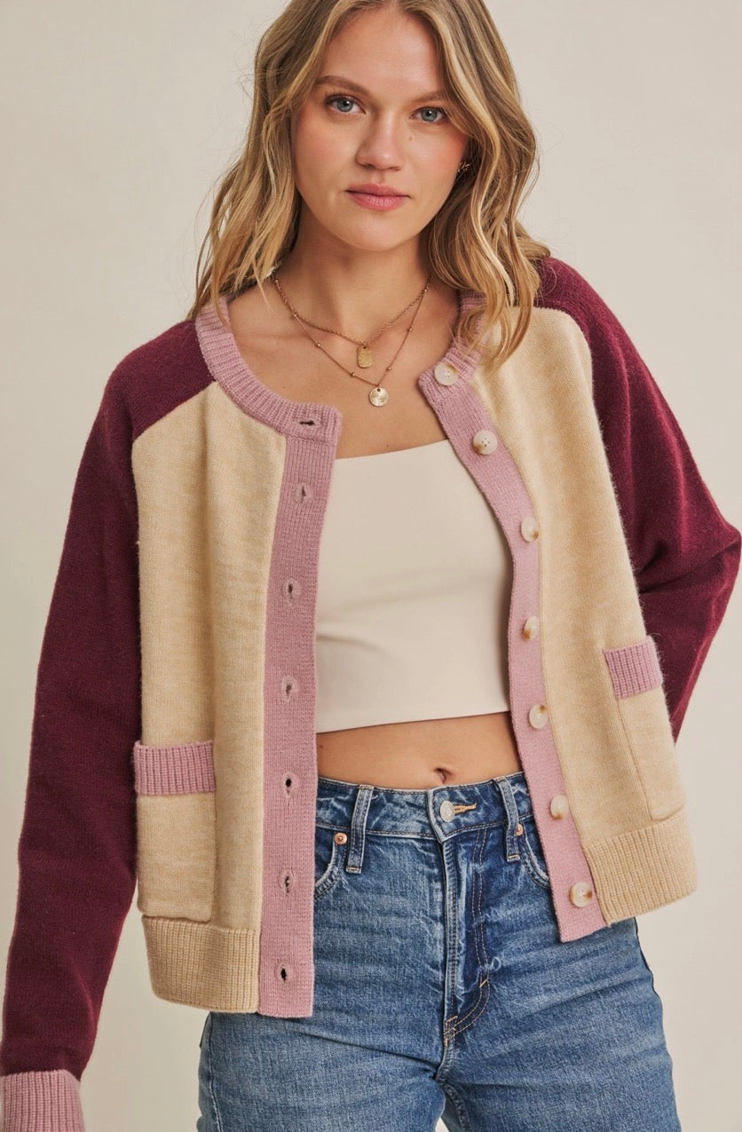 Colorblock Wool-Blend Cardigan