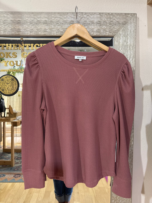 Dara Waffle Top in Tiger Lily