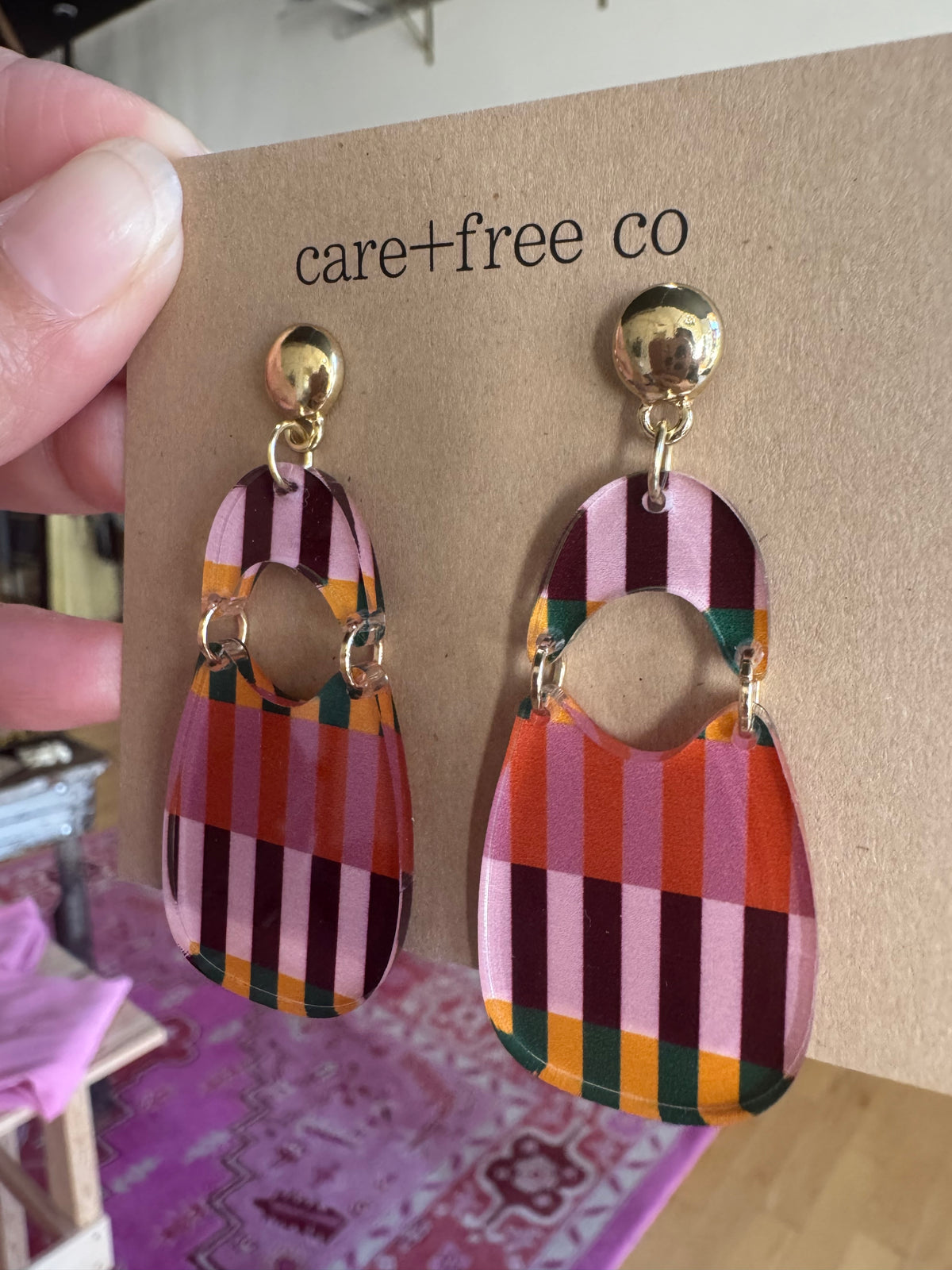 Rainbow Boho Acrylic Earrings