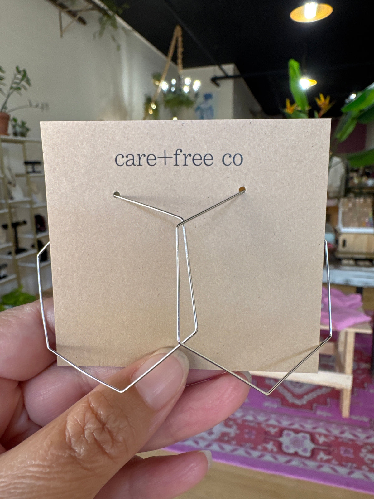 Hex Hoops in Silver