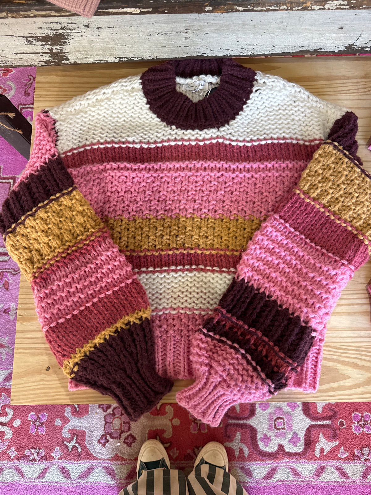 Mock Neck Stripped Sweater
