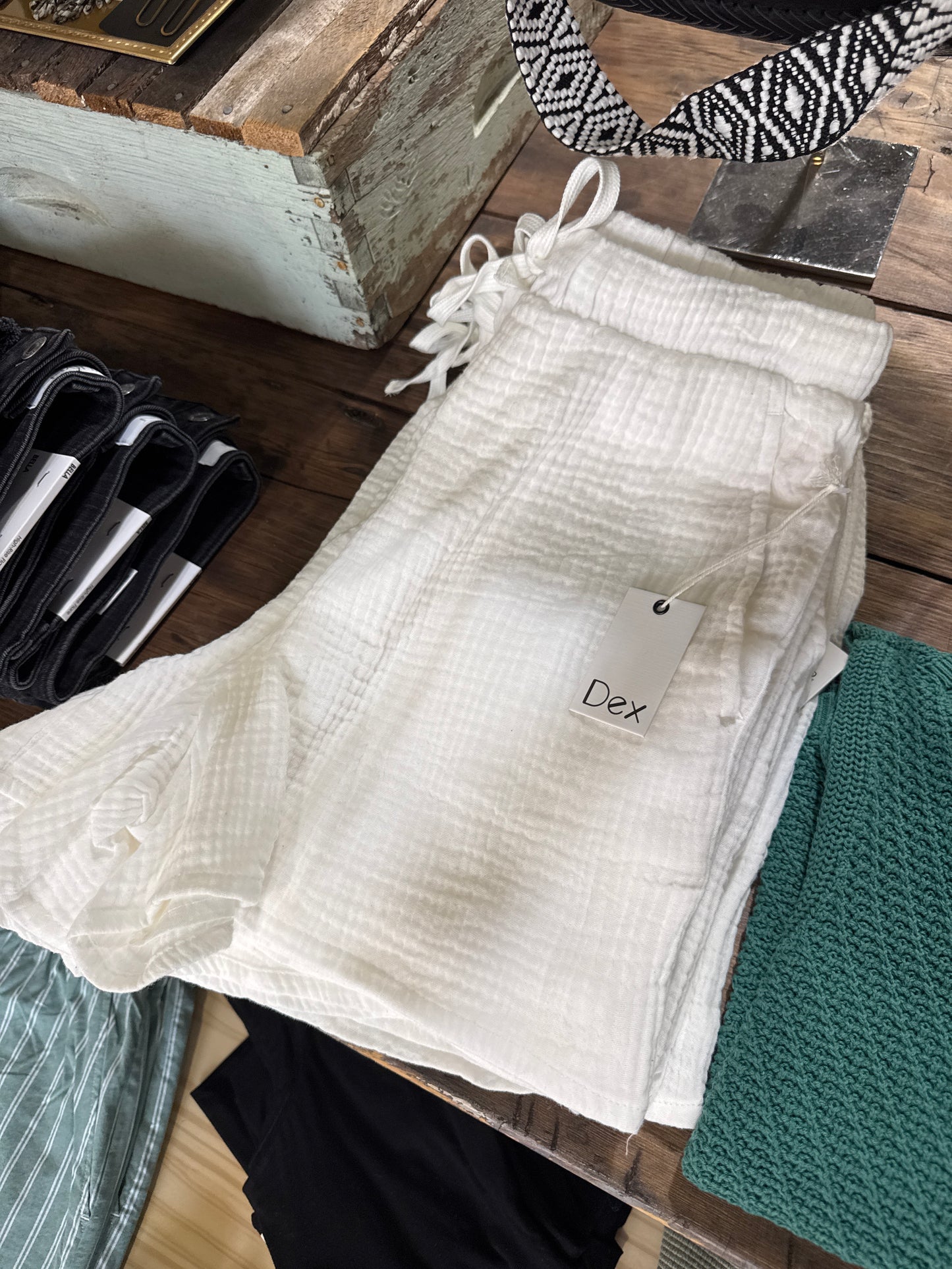 Textured White Shorts