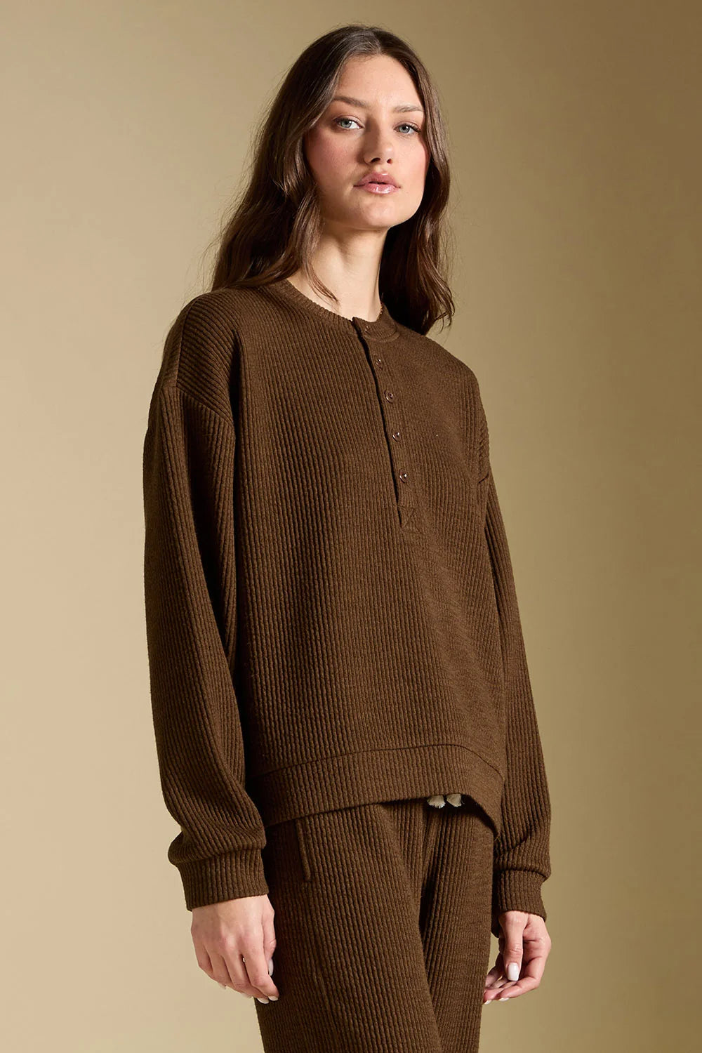 Long Sleeve Pullover in Ecru Olive