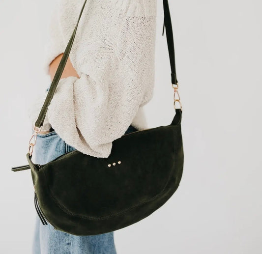 Suede Netty Crossbody in Olive