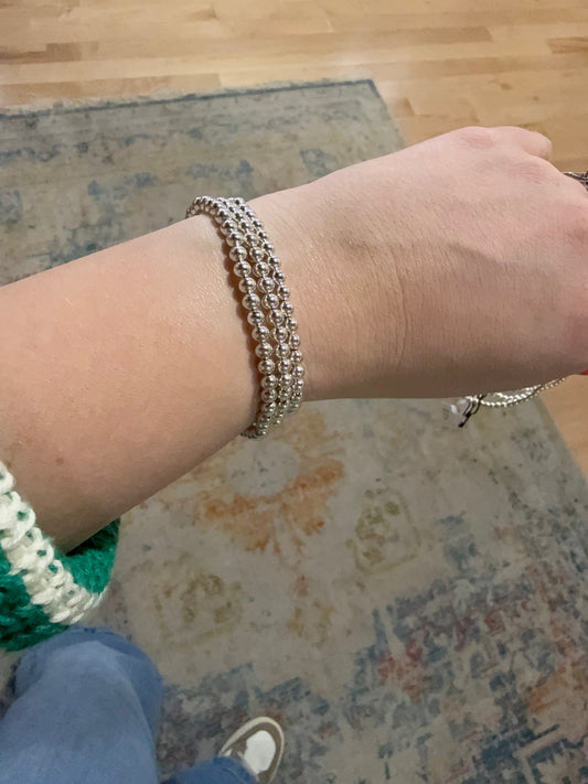 Sterling Silver 4mm Bead Bracelet Medium