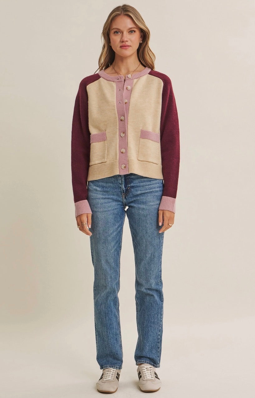 Colorblock Wool-Blend Cardigan