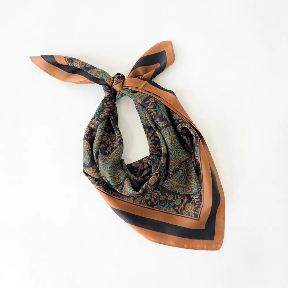 Alice Square Scarf in Green Paisley