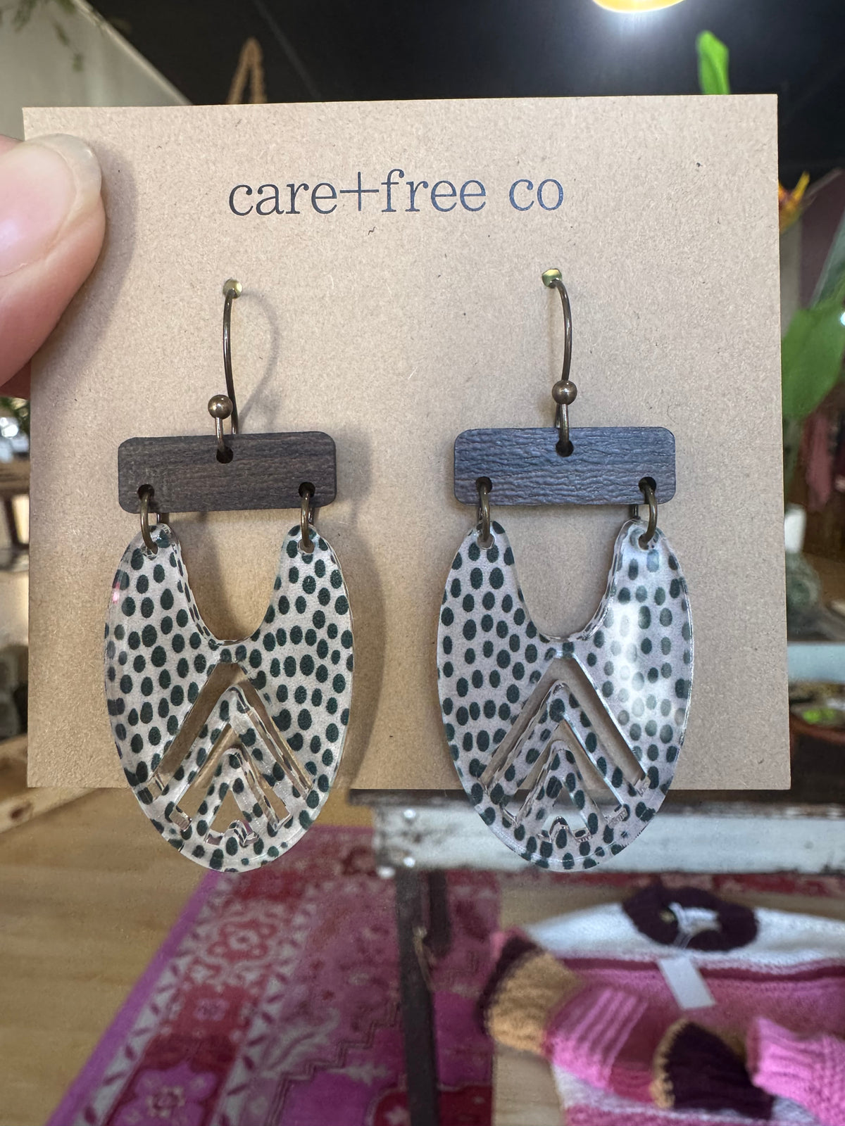 Polka Dot Wood Earrings
