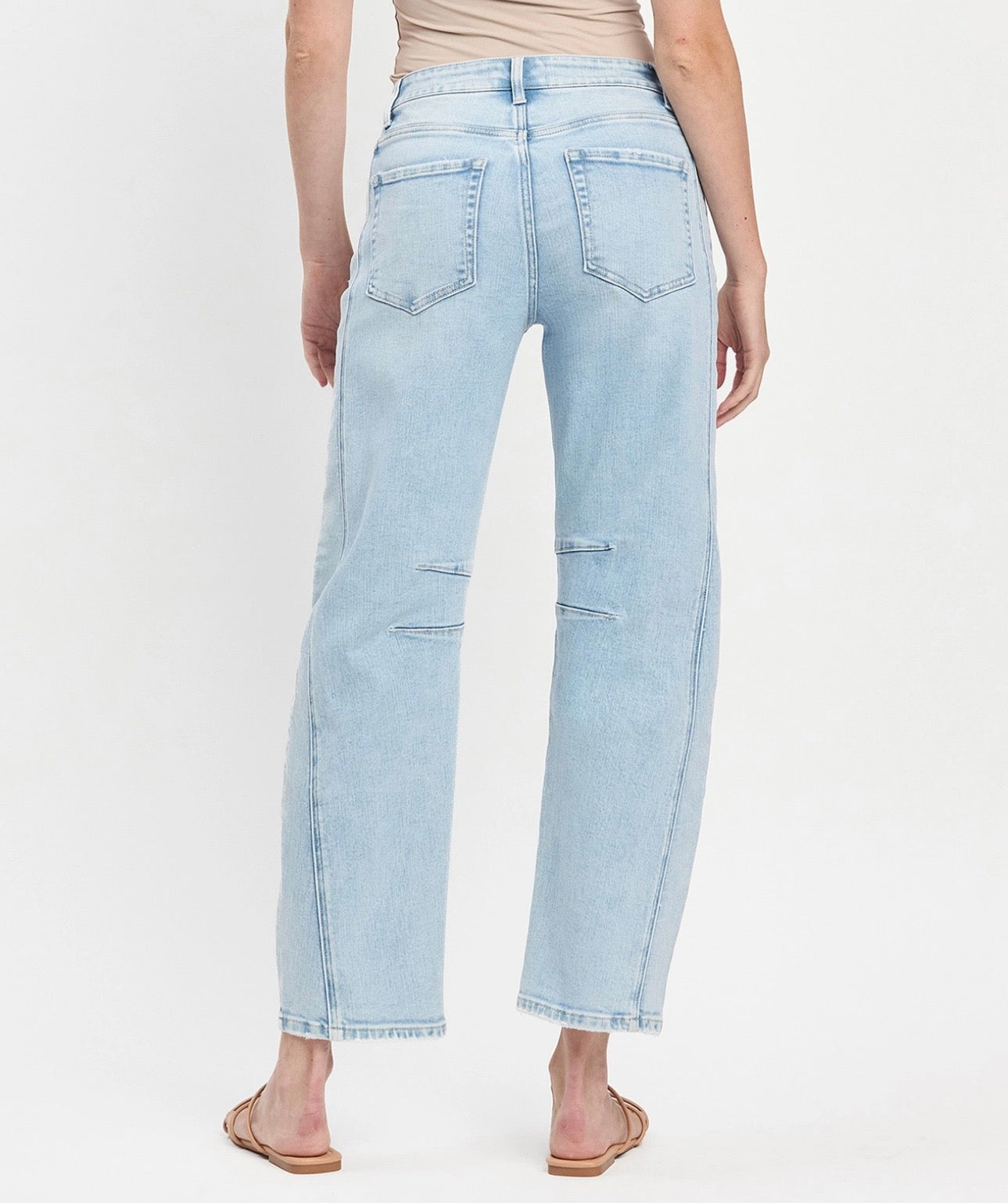 High Rise Light Wash Barrel Leg Jeans