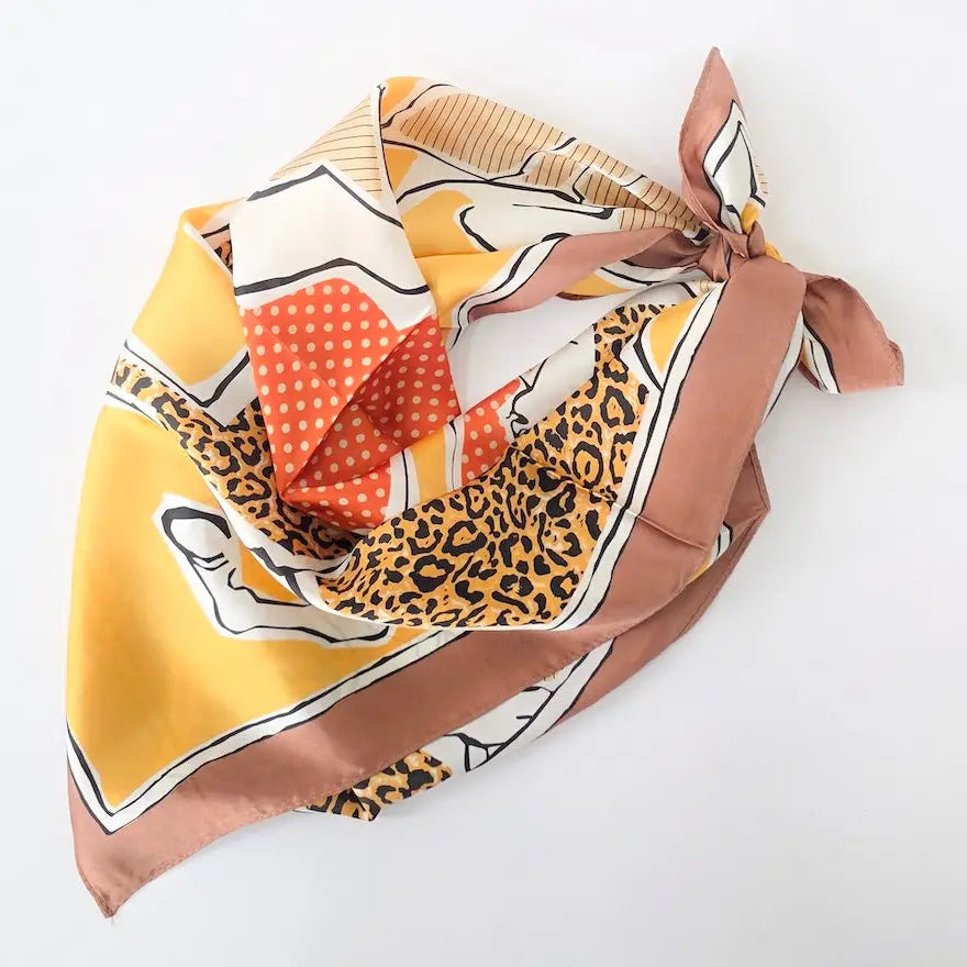 Indie mixed pattern horse square scarf