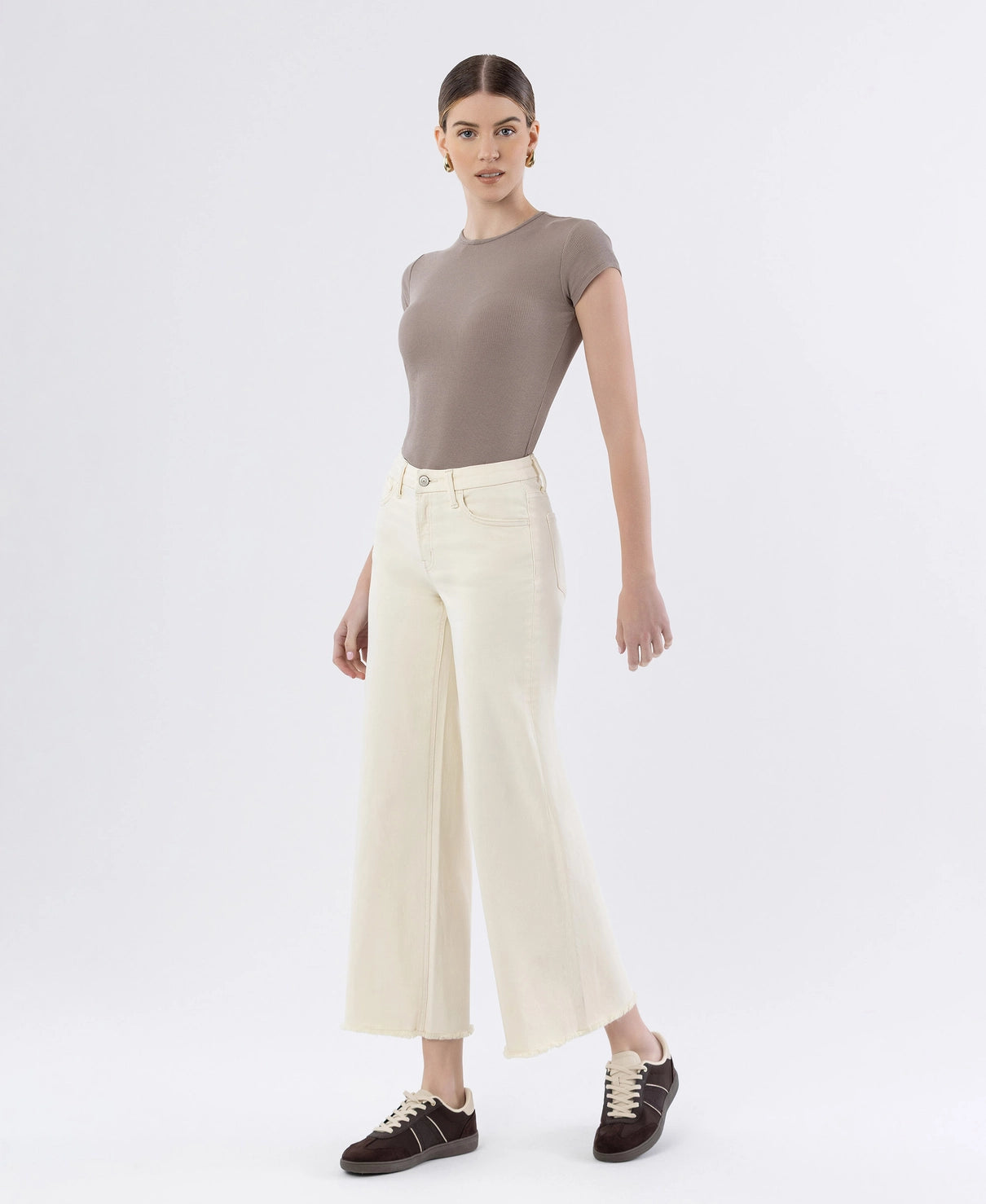 Cream Wide Leg Jeans