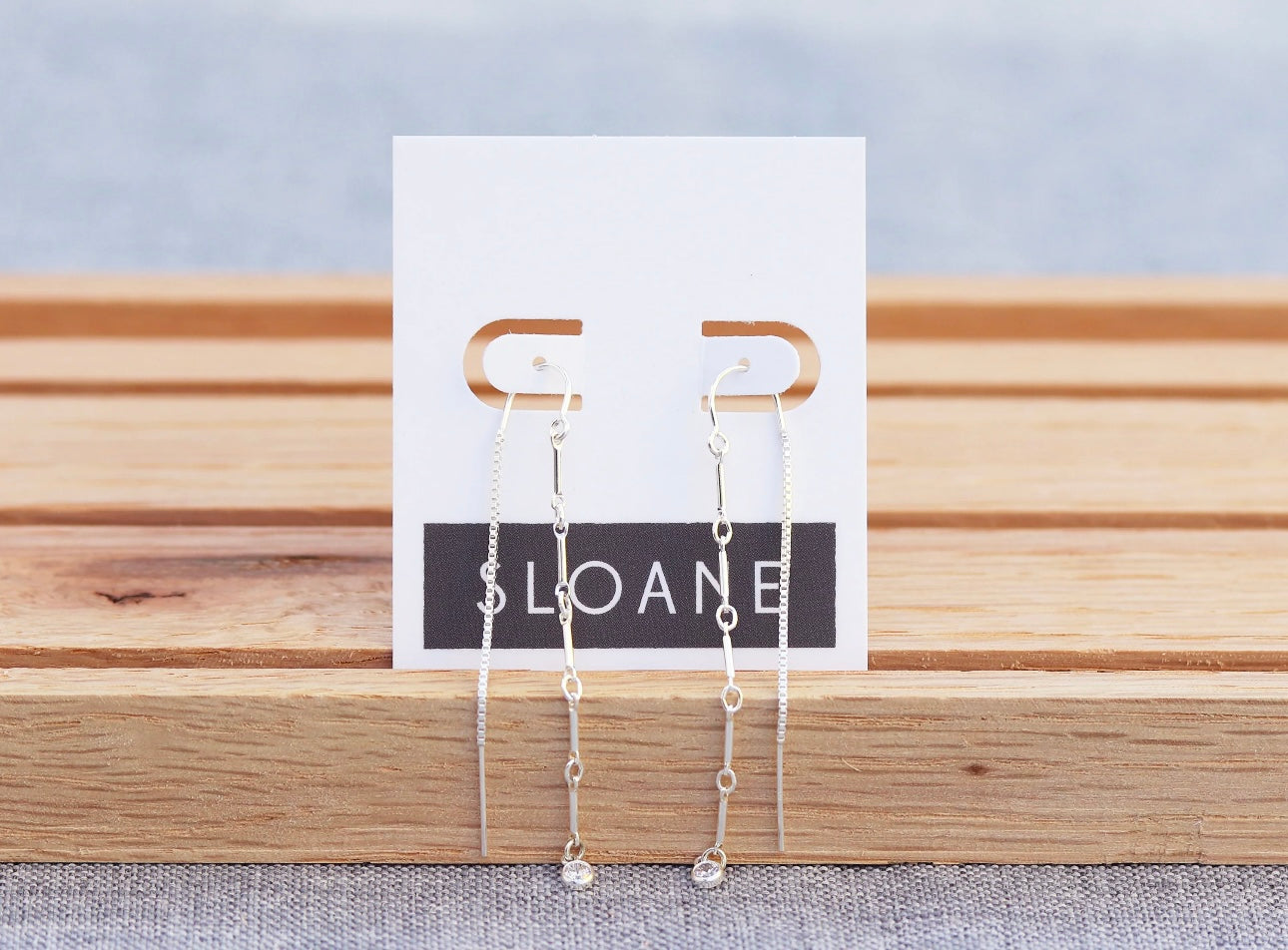 Line Threader Sterling Silver Earrings