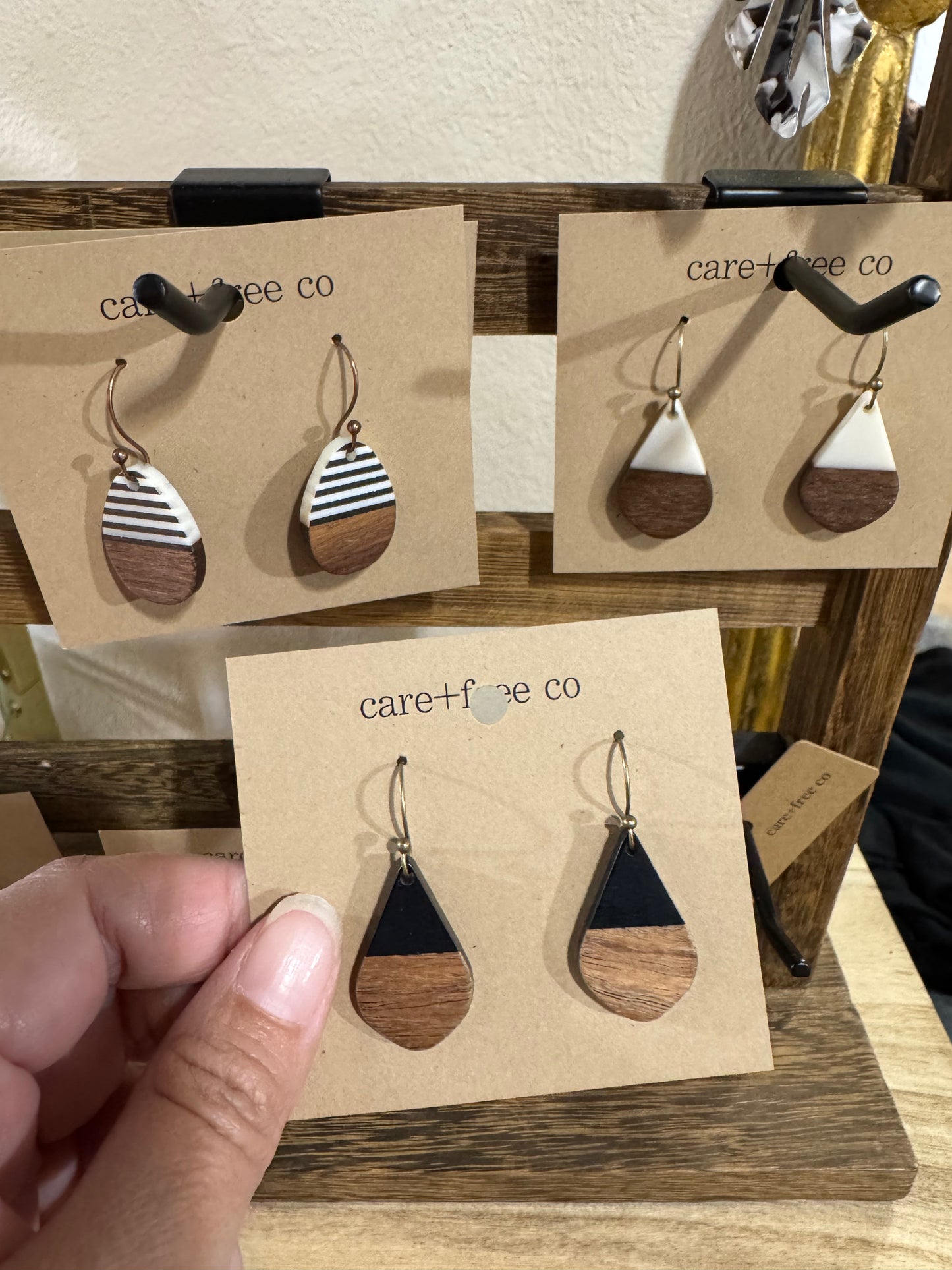 Wood Tear Earrings