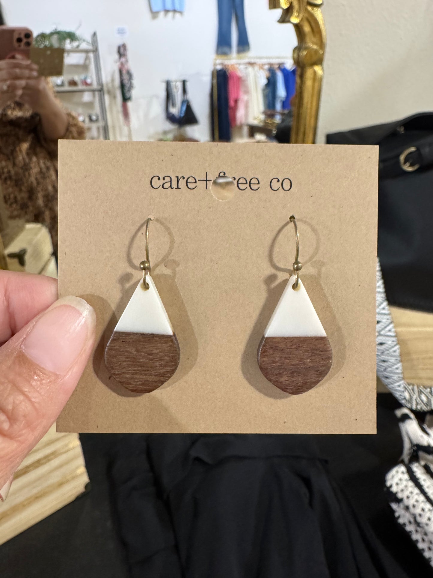 Wood Tear Earrings