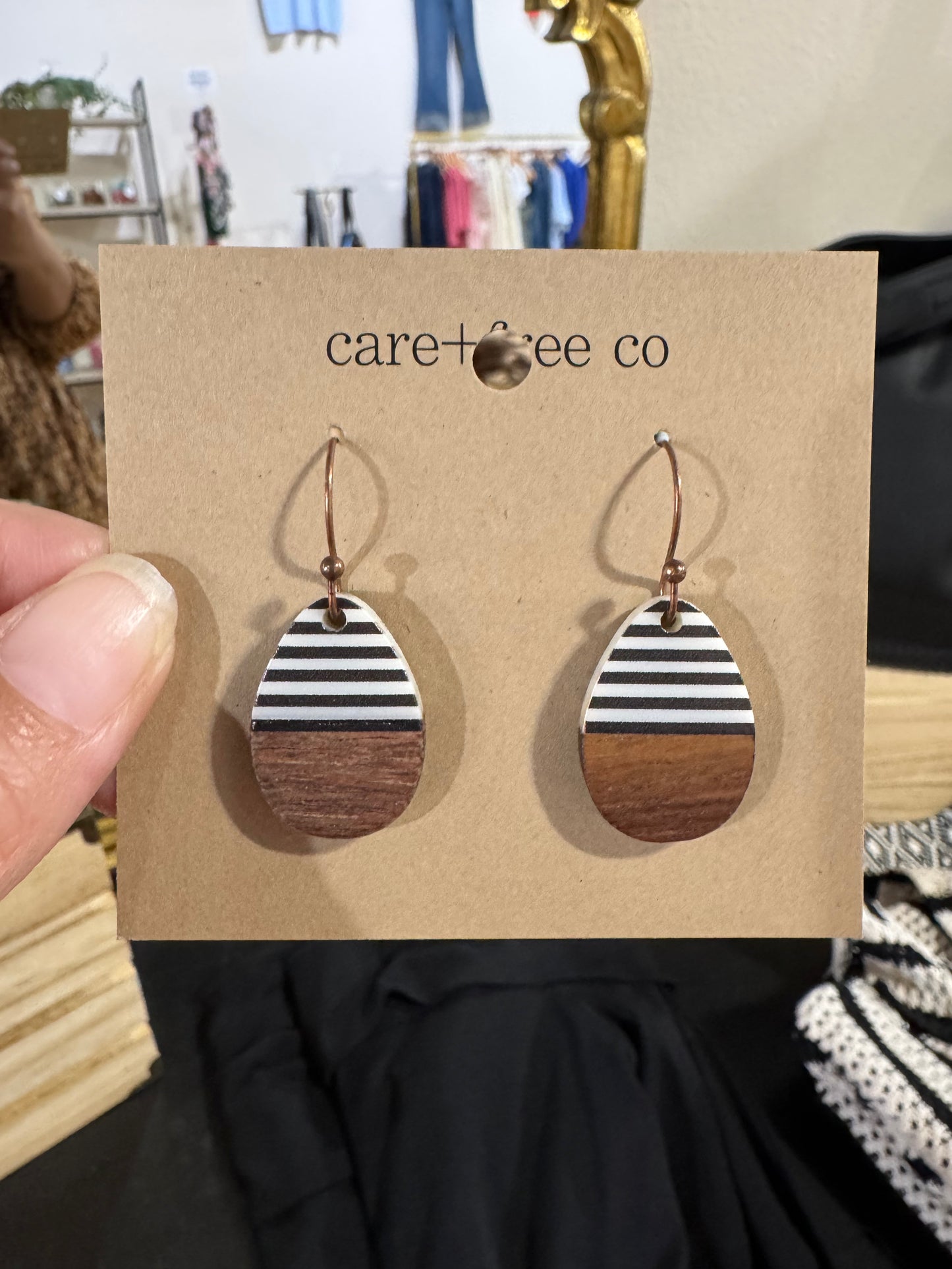 Wood Tear Earrings