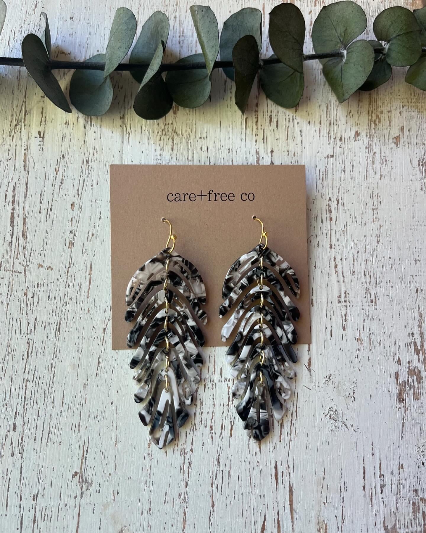 Acrylic Feather Earrings by Care Free Co