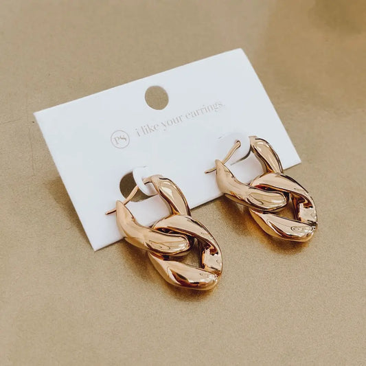 Urban Edge Gold Chain Link Earrings - Waterproof