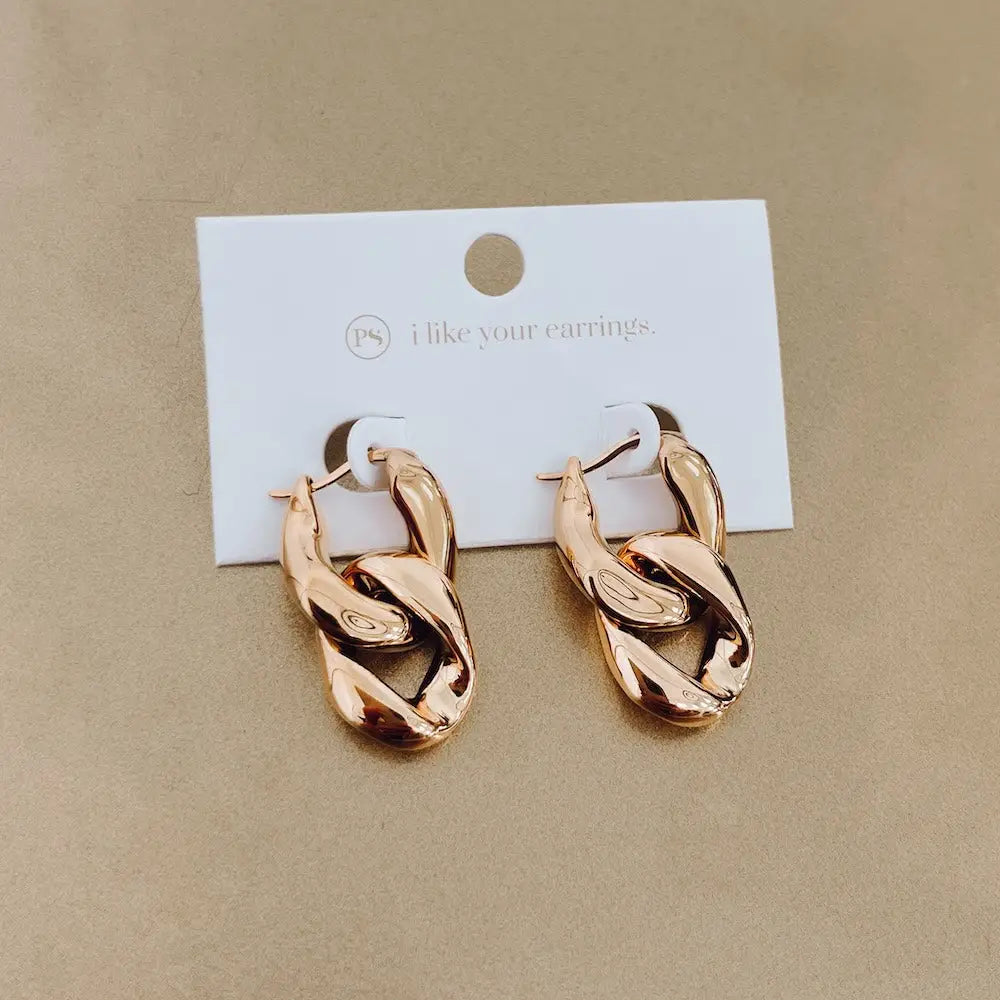Urban Edge Gold Chain Link Earrings - Waterproof