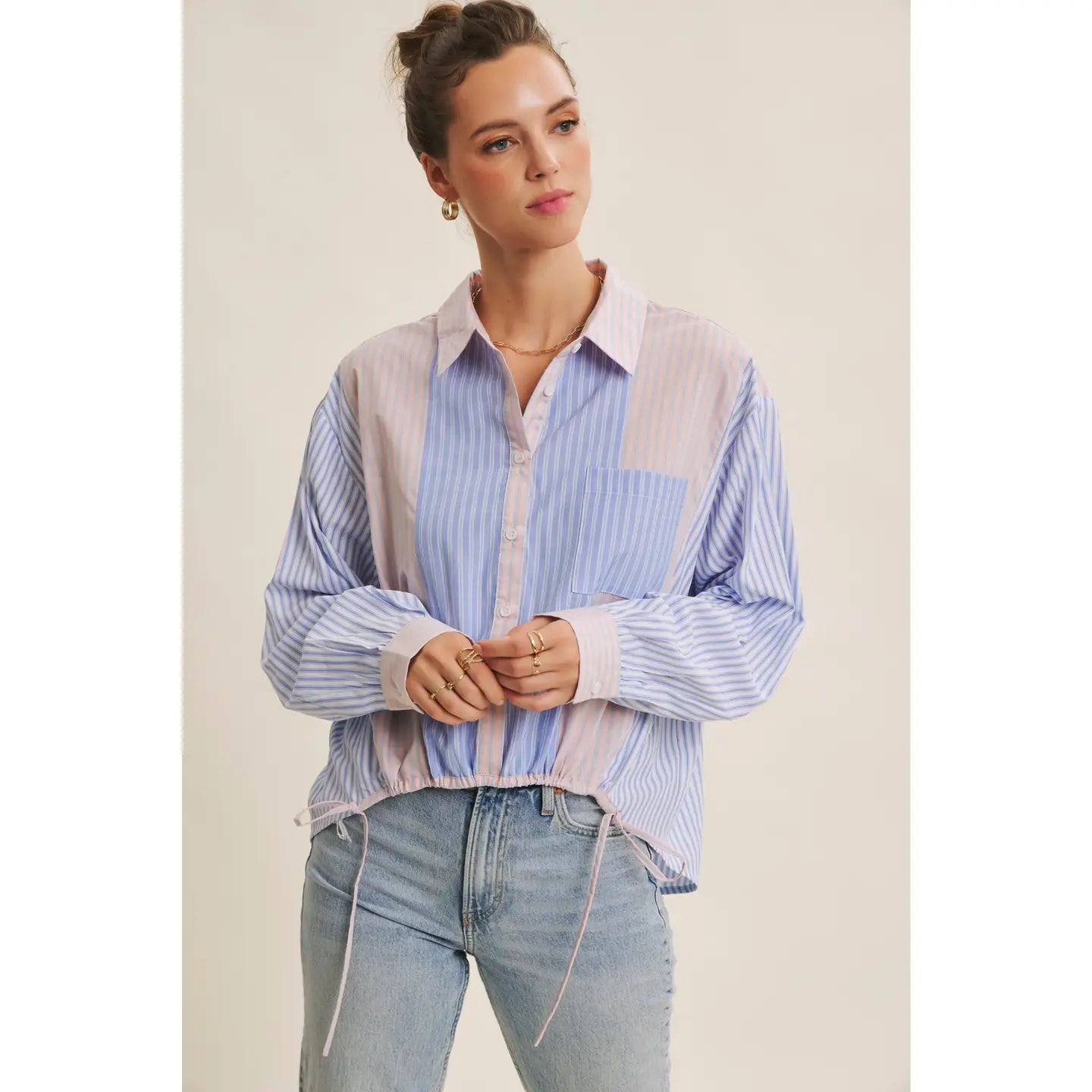 Mixed Stripe Button Down